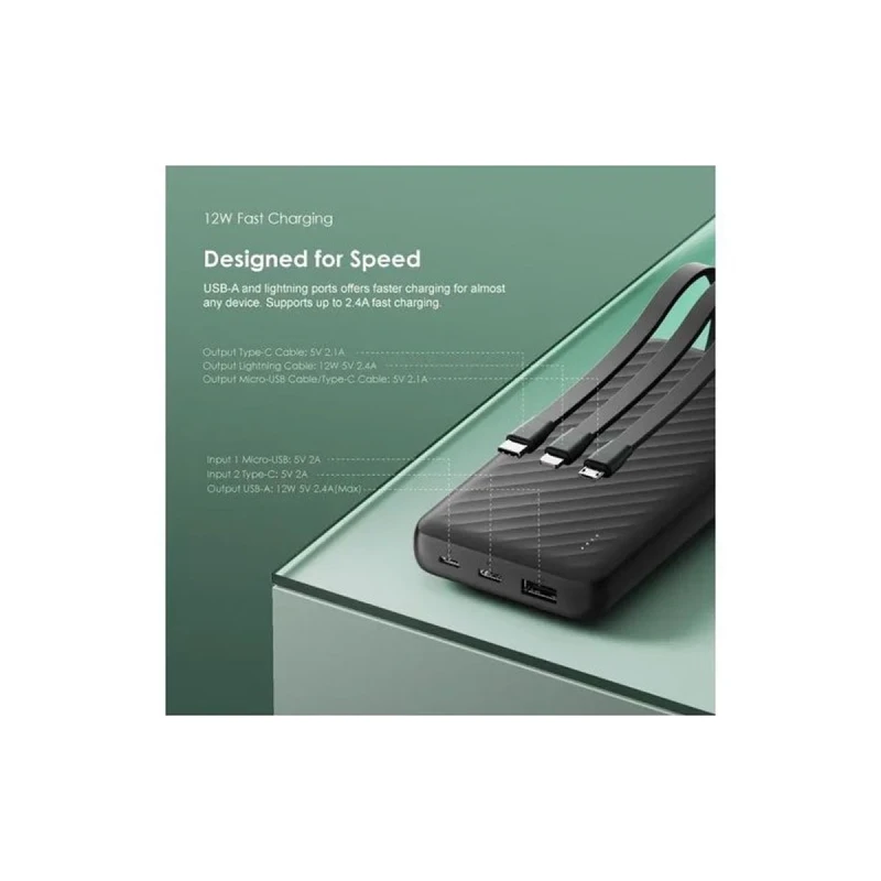 Oraimo Slice Link 12W 10000mAh Power Bank (OPB-P5101)-Black - Image 4