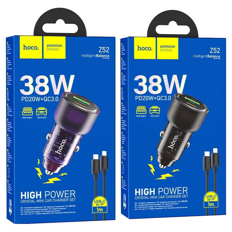 Hoco Z52 38W USB-C Port Car Charger Fast Charger