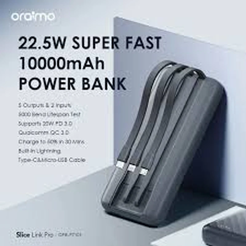 Oraimo 22.5W Super Fast 10000mAh Power Bank Slice Link Pro OPB-P7101 - Image 4