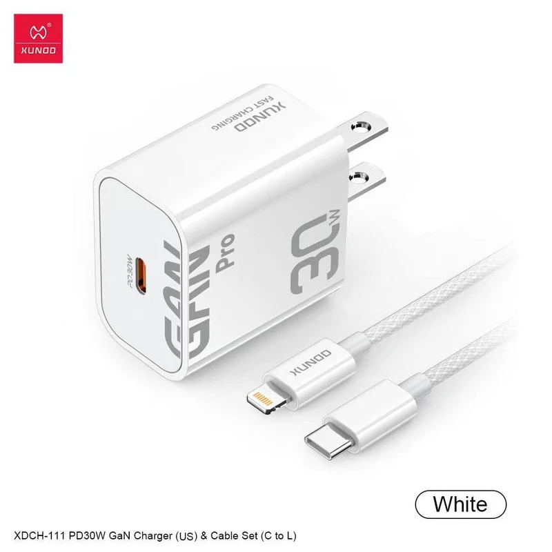 XUNDO XDCH-111 PD30W GaN Charger+Cable Set Colour：White