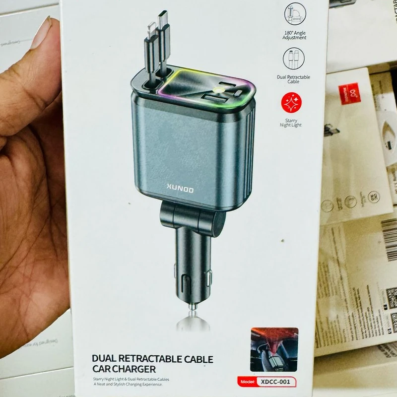 Dual retractable cable car charger XUNDO MODEL -XDCC-001