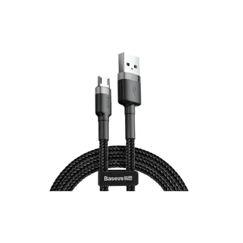 aseus Cafule Cable Durable Nylon Braided Wire micro USB QC3.0 2.4A 1M black-grey (CAMKLF-BG1)