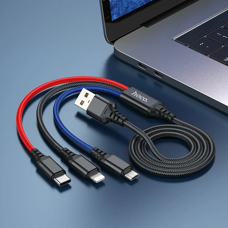 X76 3-in-1 Super charging cable(iP+Type-C+Micro) - Thumbnail 4