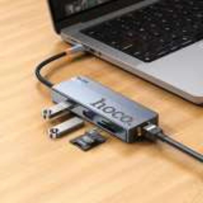 HB52 Wow 8-in-1 multi-function converter(HDTV+RJ45+SD/TF+PD+TypeC3.0+USB3.0*2) - Thumbnail 4