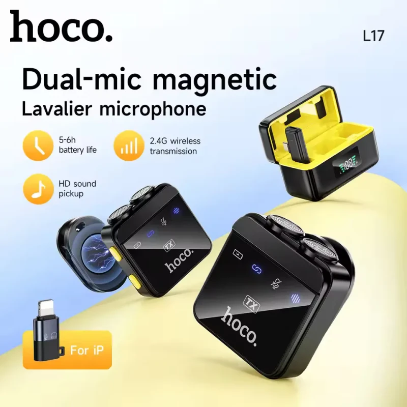 L17 Dual-mic magnetic lavalier wireless digital microphone(iP/Type-C)