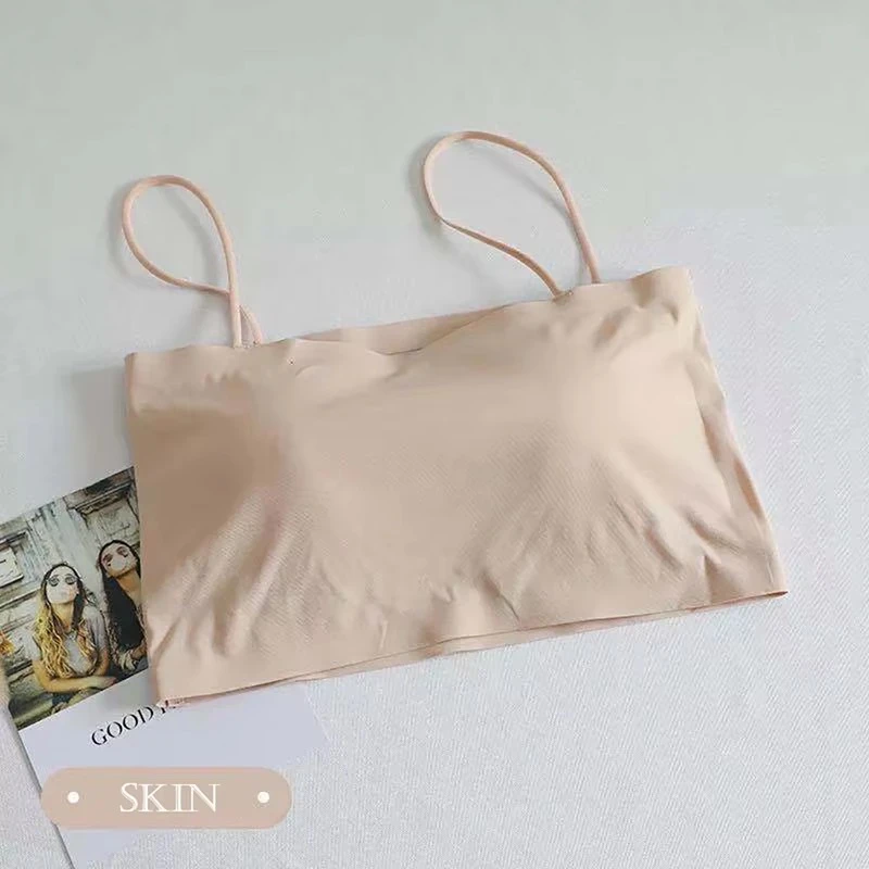Ice Silk Crop Tops For Women Soft No Wire One-Piece Brassiere Seamless Beauty Bra Summer Wrap Chest Female Lingberries Bandeau Top
