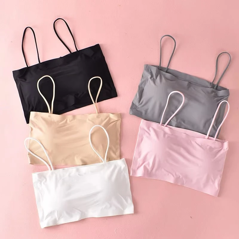 Ice Silk Crop Tops For Women Soft No Wire One-Piece Brassiere Seamless Beauty Bra Summer Wrap Chest Female Lingberries Bandeau Top - Image 7