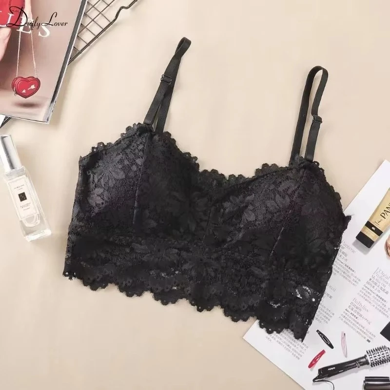 Fashion Women Lace Flower Bras Top Comfortable Bralette Solid Color Sexy Underwear Vest Seamless Bra