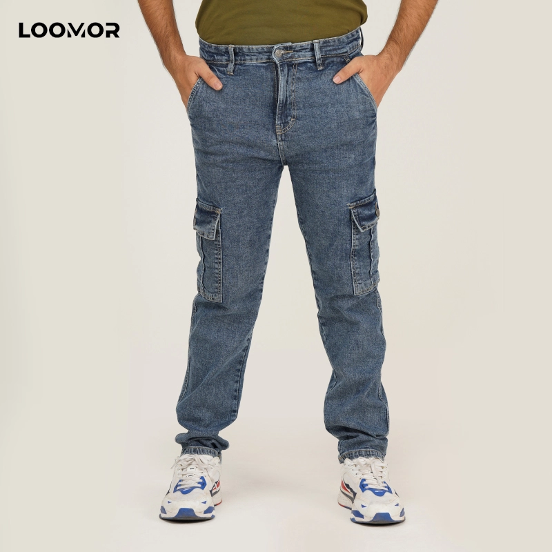 Six Pocket Denim Cargo- Acid Washed