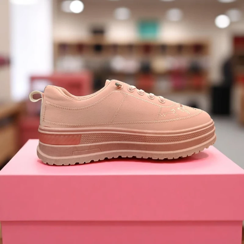 226 - Pink Sneakers with Sequin "LOVE" Design and Butterfly Chain—Perfect for Trendy and Playful Days