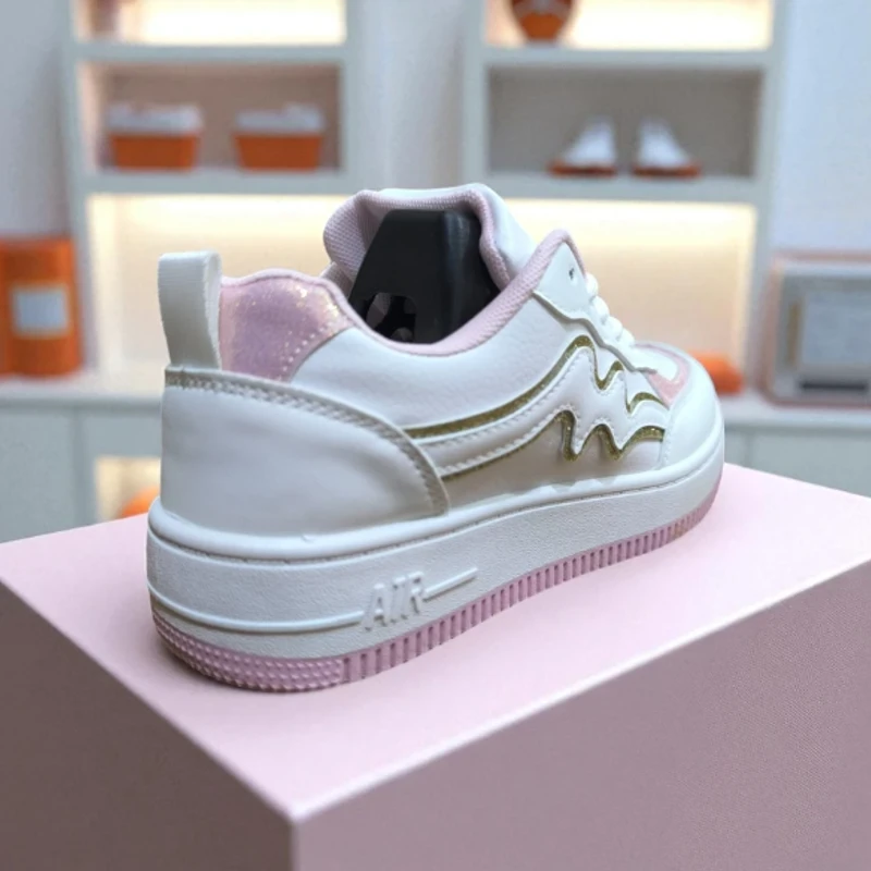 221- Pink Sneaker with Gold Accents—Chic & Elegant Casual Footwear - Thumbnail 3
