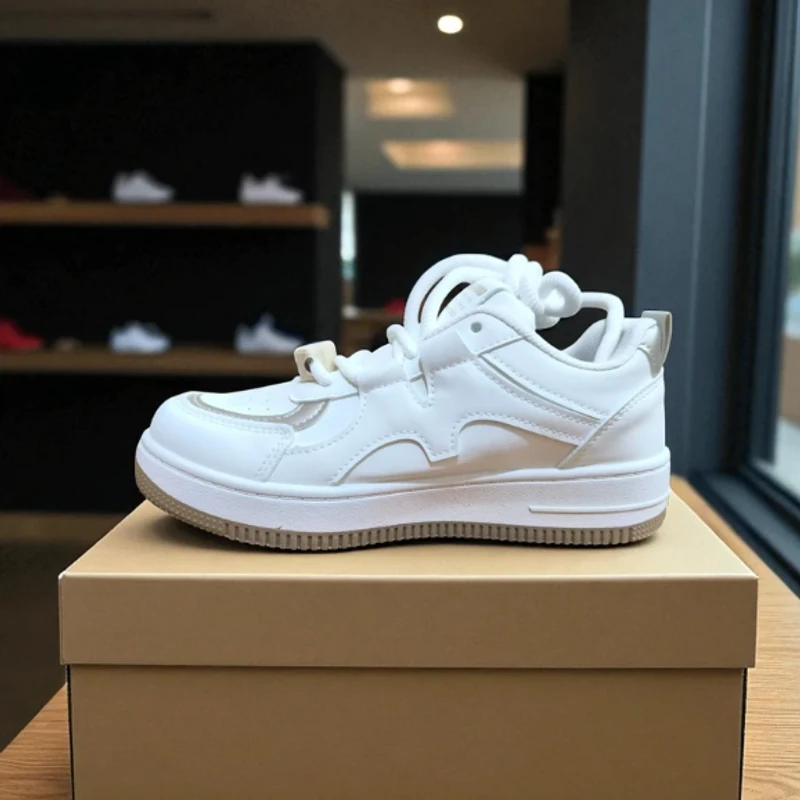 217-Brown & White Sneaker —Classic and Versatile Casual Footwear