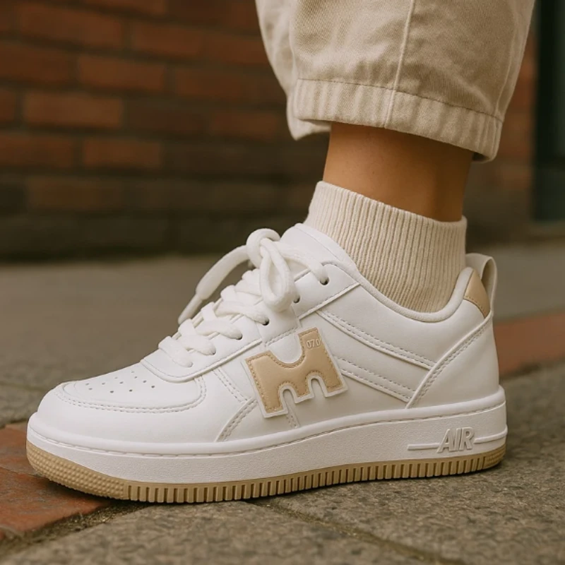 217-Brown & White Sneaker —Classic and Versatile Casual Footwear - Thumbnail 4