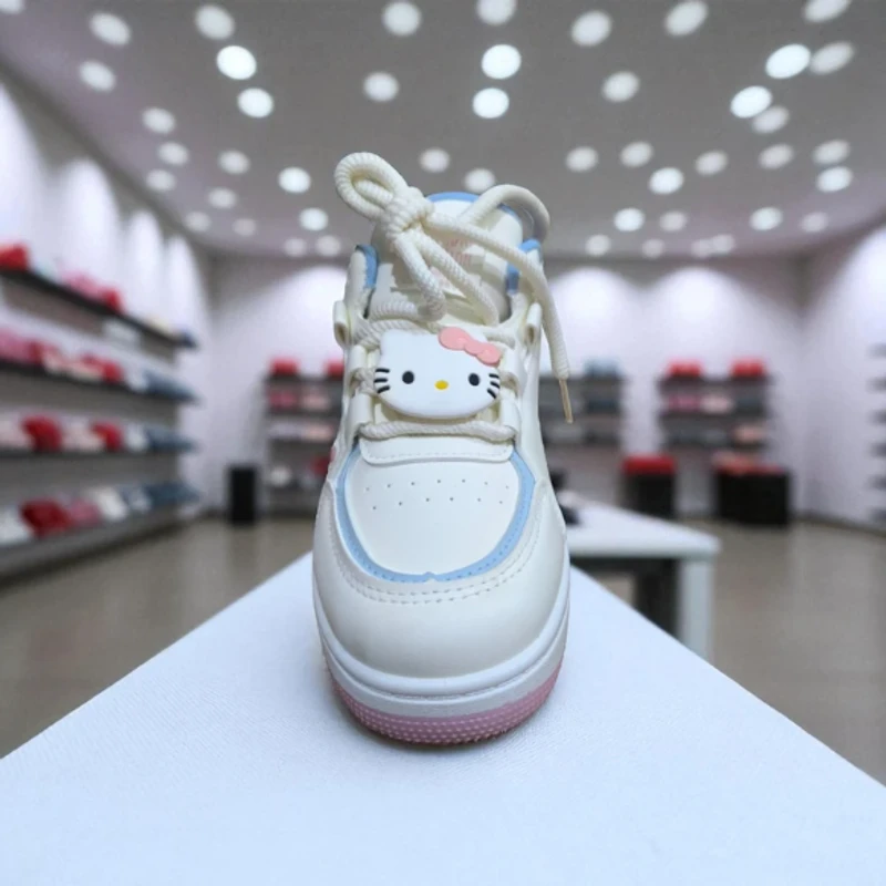 215-Pink and White Sneakers with Blue Accents—Bright & Trendy Casual Footwear