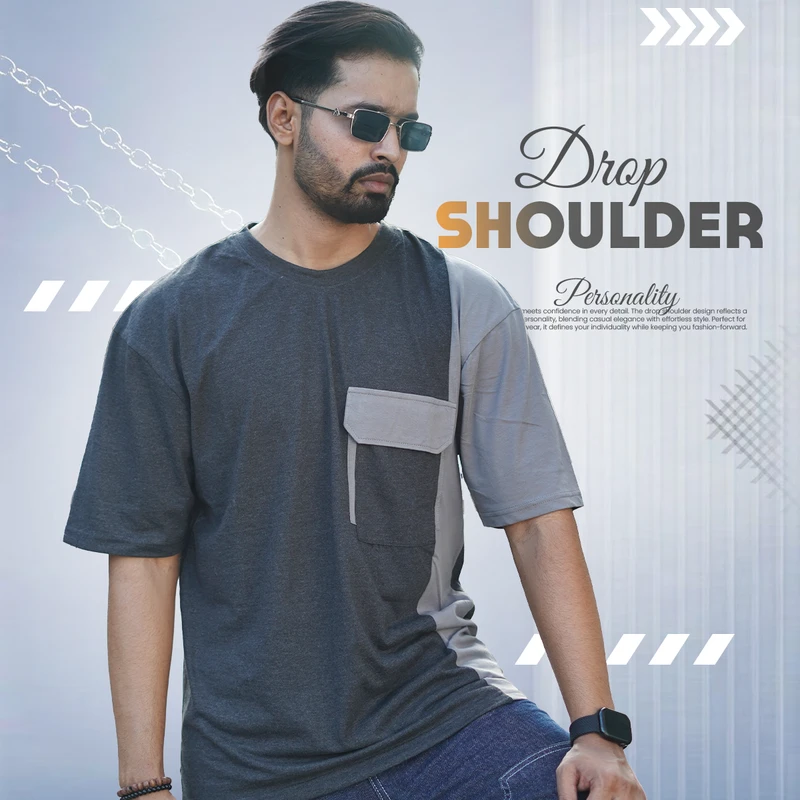 Premium Men’s Panel Drop Shoulder - Grey 001
