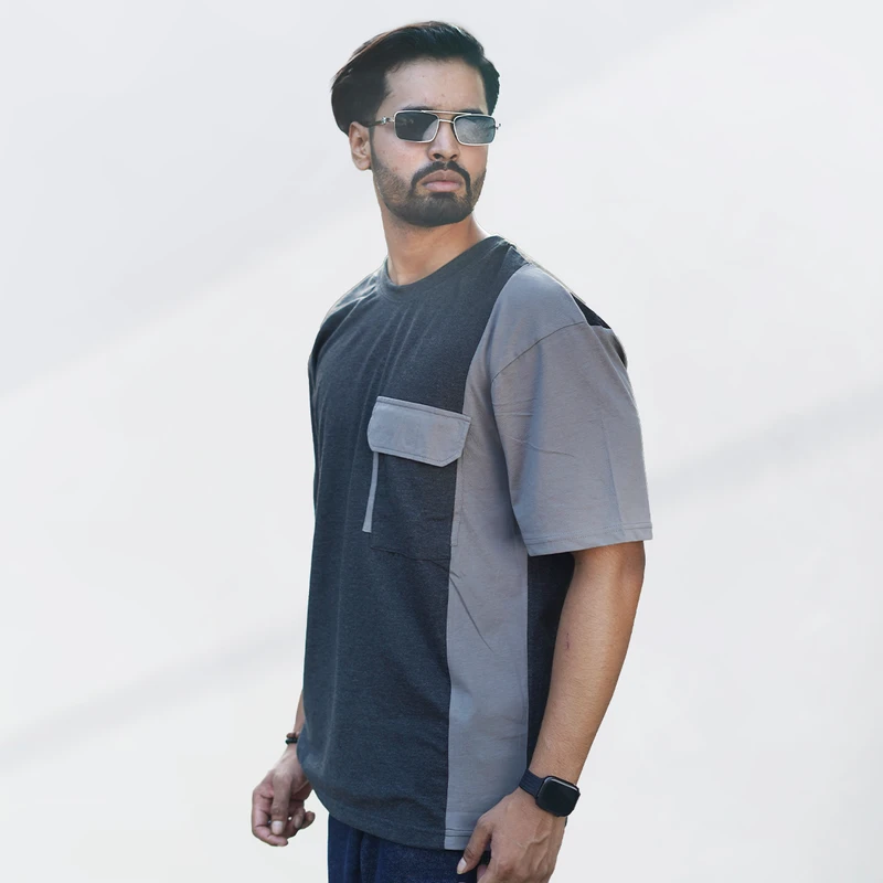 Premium Men’s Panel Drop Shoulder - Grey 001