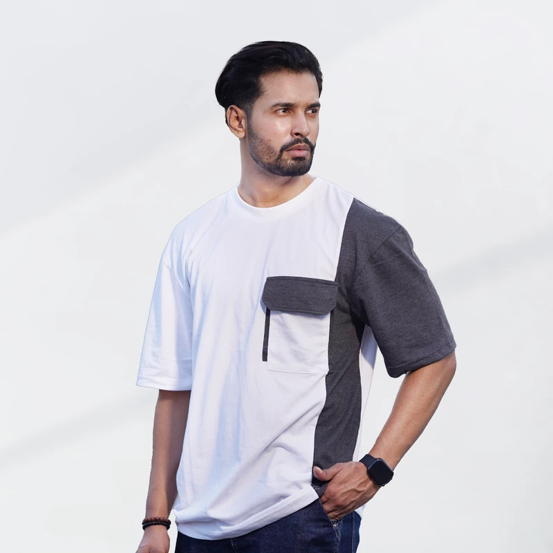 Premium Men’s Panel Drop Shoulder - White 001