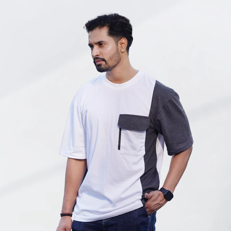 Premium Men’s Panel Drop Shoulder - White 001 - Image 6