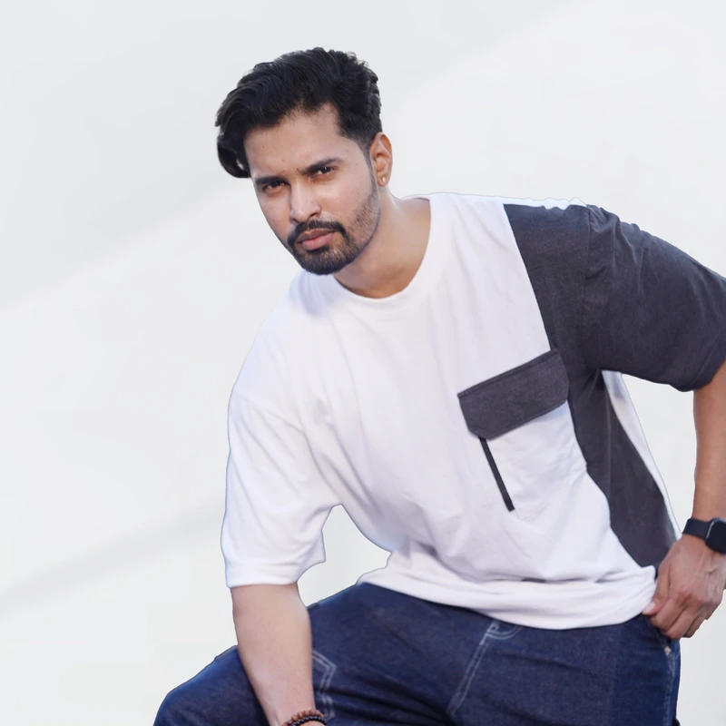 Premium Men’s Panel Drop Shoulder - White 001 - Image 7