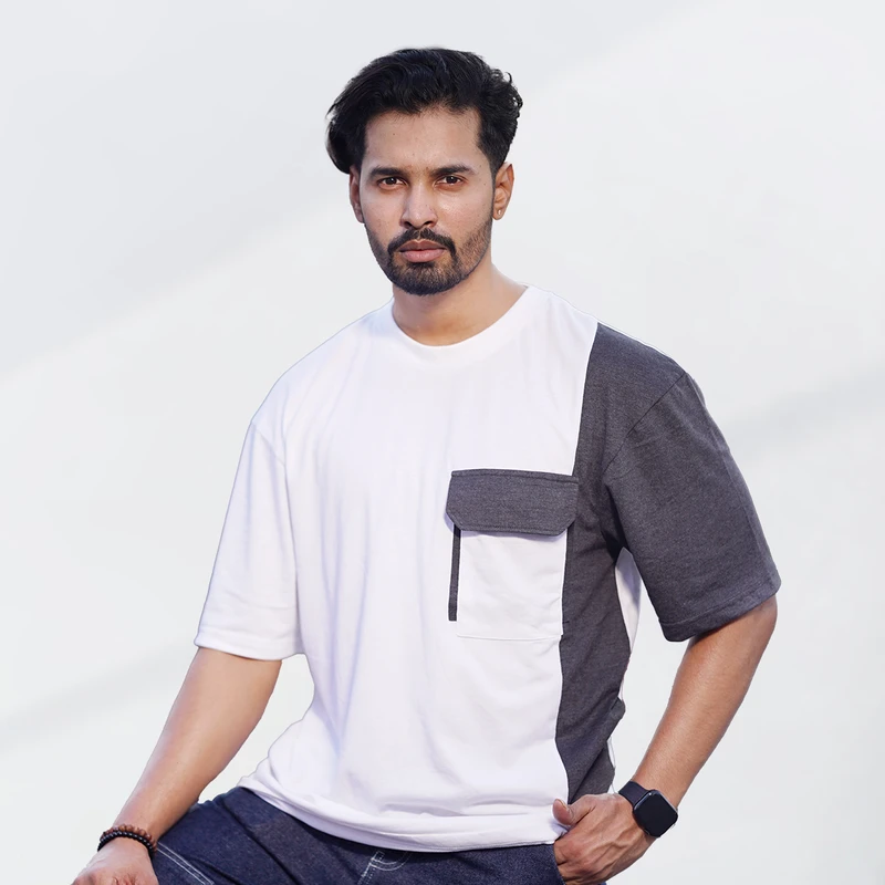 Premium Men’s Panel Drop Shoulder - White 001 - Image 9