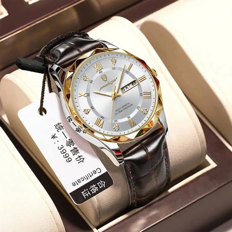 POEDAGAR 615-Leather Quartz Clock Men’s Watches - Watch For Men