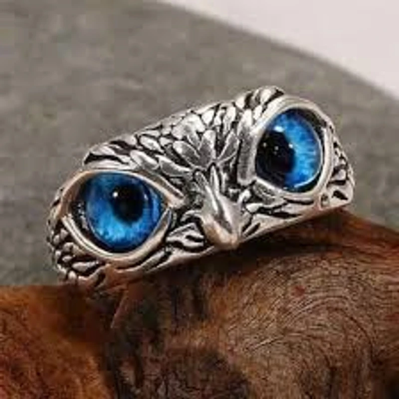 ANRICH OWL EYE RING BLUE MEN WOMEN VALENTINE DAY GIFT LOVE
