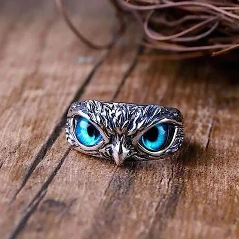 ANRICH OWL EYE RING BLUE MEN WOMEN VALENTINE DAY GIFT LOVE