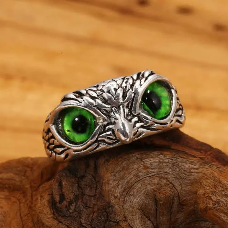 ANRICH OWL EYE RING GREEN MEN WOMEN VALENTINE DAY GIFT LOVE