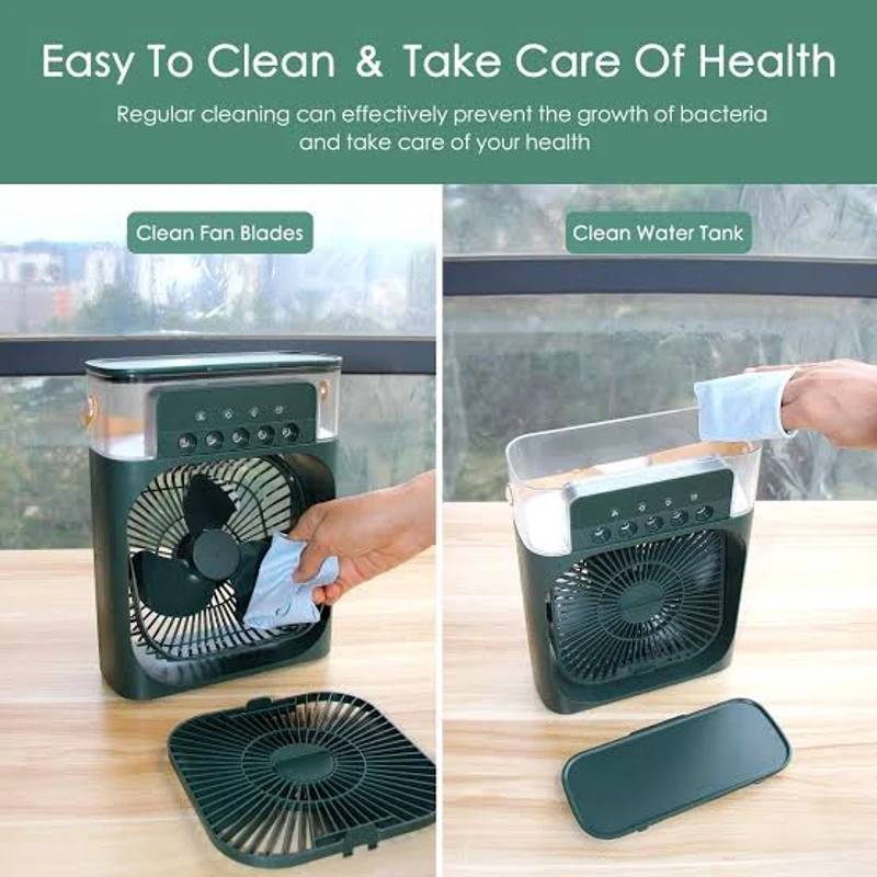 Portable Mini Electric Fan Air Conditioner Humidifier With LED Night Light Water Mist Fans