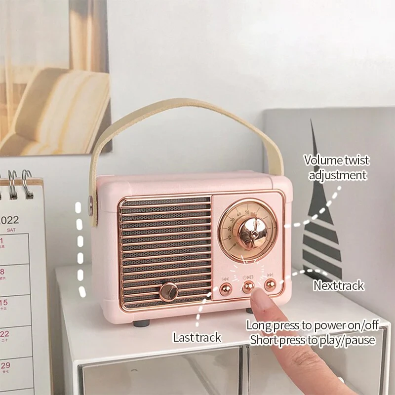 Retro Mini Bluetooth Speaker (Pink)