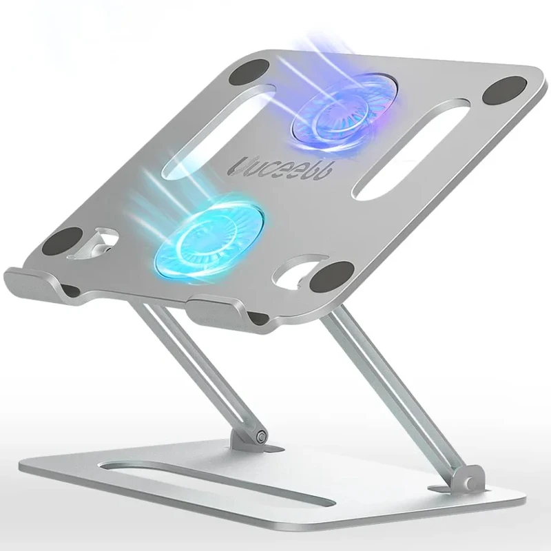 Laptop Stand V4.0 with Dual Cooling Fan – Silver Adjustable