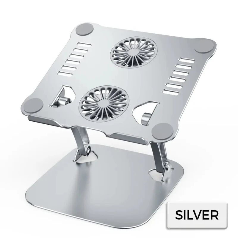 Laptop Stand V4.0 with Dual Cooling Fan – Silver Adjustable