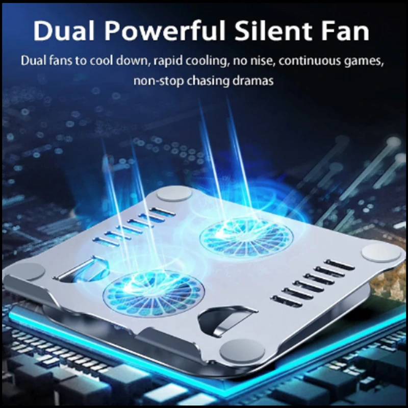 Laptop Stand V4.0 with Dual Cooling Fan – Silver Adjustable - Image 4