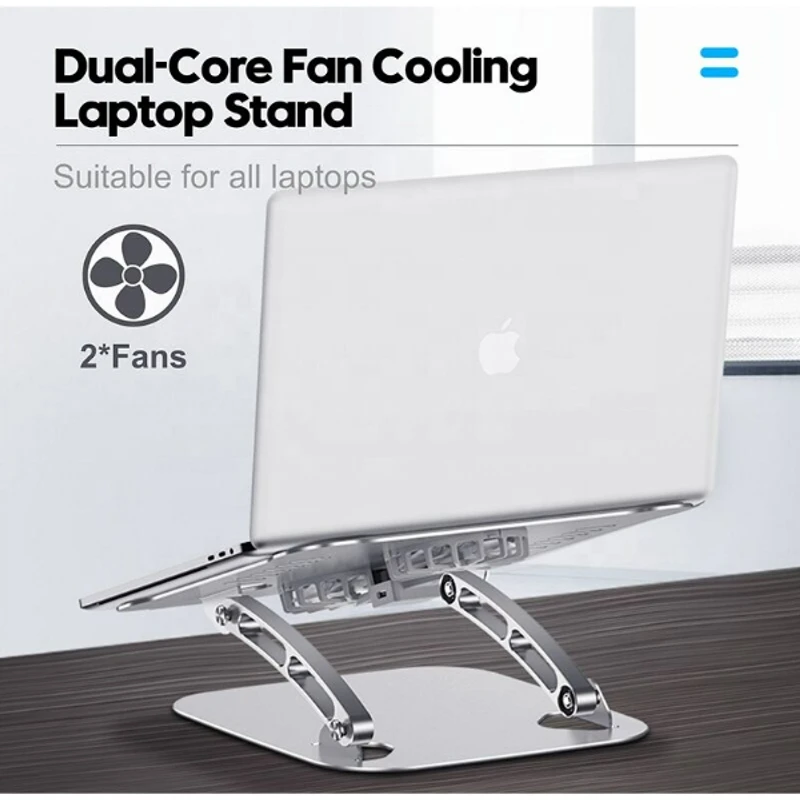 Laptop Stand V4.0 with Dual Cooling Fan – Silver Adjustable - Image 5