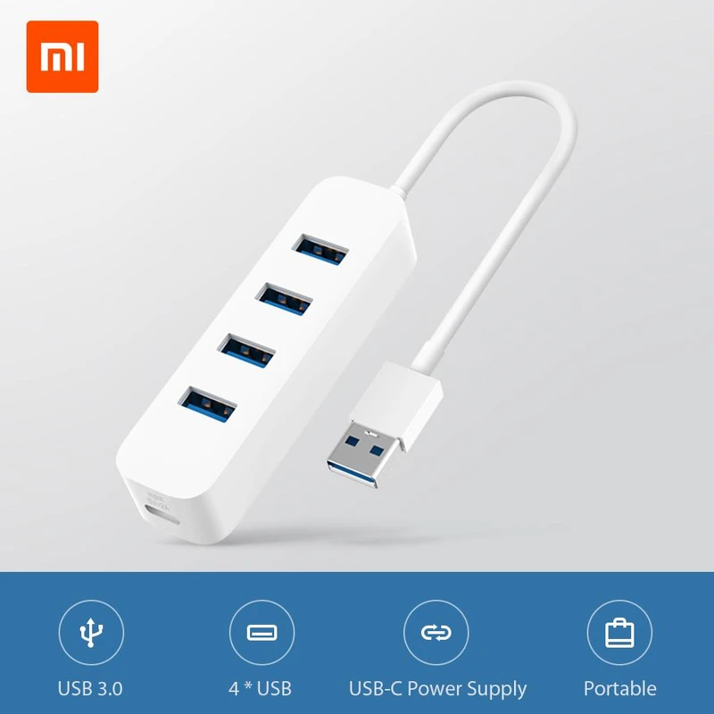Xiaomi USB 3.0 Hub – 3-Port USB Splitter Adapter for Laptop & PC