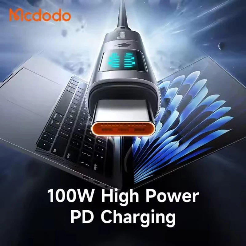 100W USB-C to USB-C Adapter with Real-Time Power Display - Mcdodo OT-6090 for Fast Charging & Data Sync - Image 4