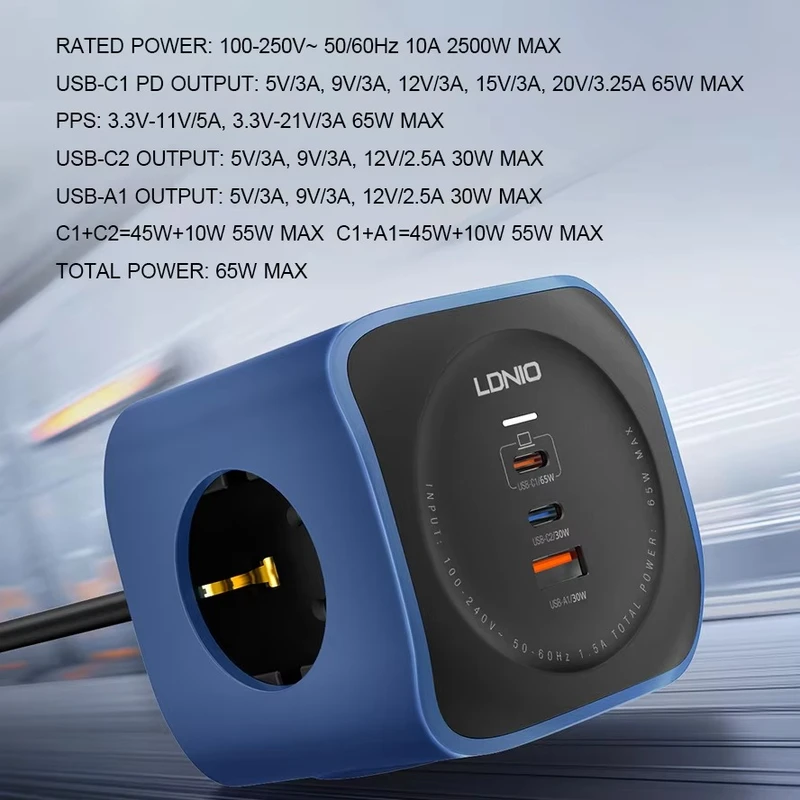 LDNIO SE3338 2500W Cube Power Strip: 3 AC Outlets, 3 USB Ports - Compact Surge Protector for Home & Office | LDNIO Bangladesh - Image 4