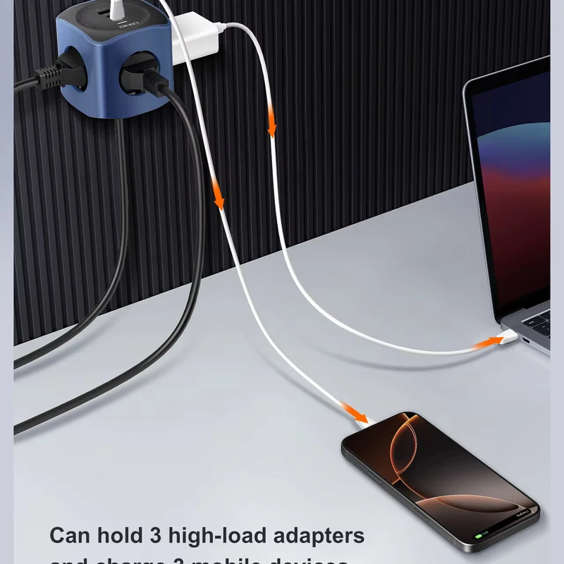 LDNIO SE3338 2500W Cube Power Strip: 3 AC Outlets, 3 USB Ports - Compact Surge Protector for Home & Office | LDNIO Bangladesh - Image 6