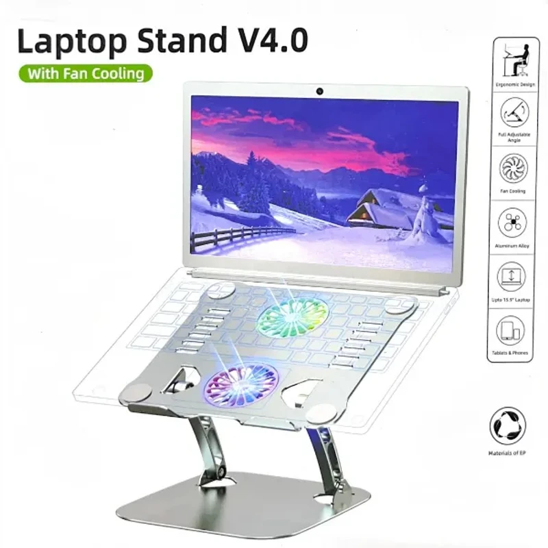 Laptop Stand V4.1 with Dual Fan Cooling | Adjustable Aluminium Design - Image 6