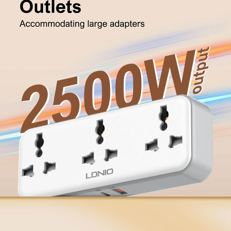 LDNIO SC3317 Portable Extension Power Socket with 3 AC Outlets & 30W USB Fast Charging - Image 7