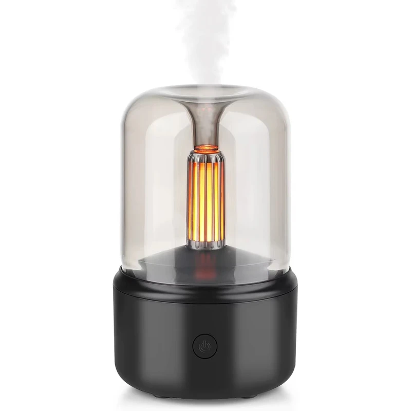 SereneGlow Aroma Diffuser: USB Portable Cool Mist Humidifier with Candlelight & Auto-Off