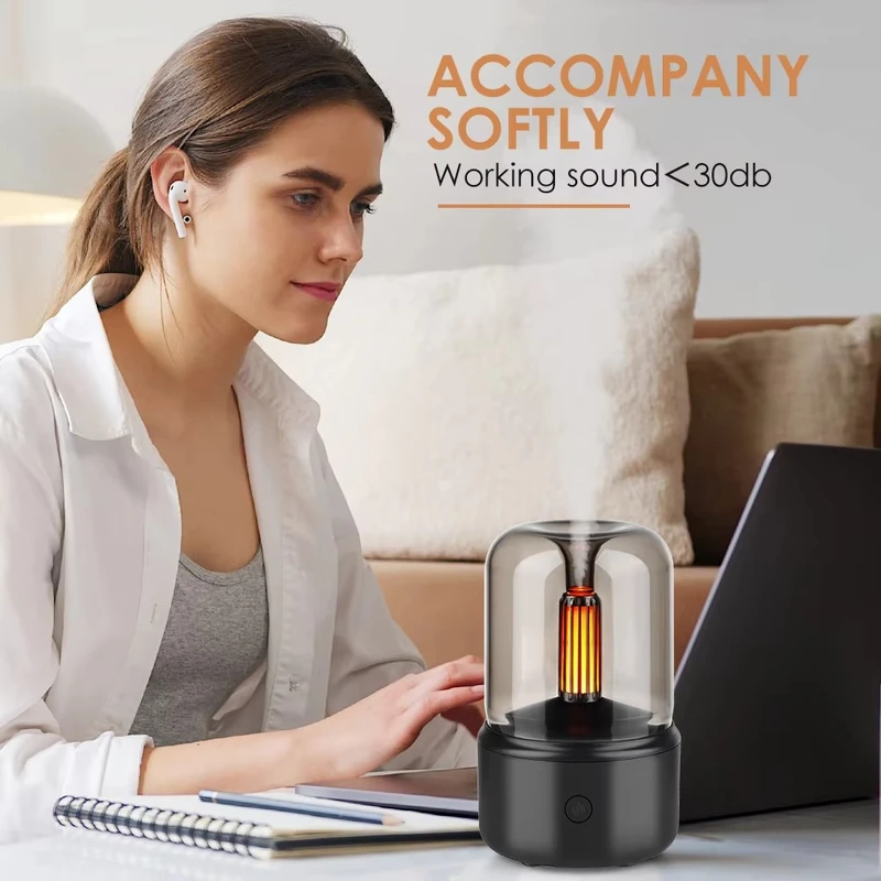 SereneGlow Aroma Diffuser: USB Portable Cool Mist Humidifier with Candlelight & Auto-Off - Image 6