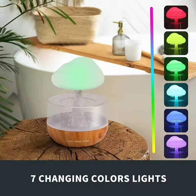 Serene Slumber Rain Cloud Humidifier - 7-Color LED Night Light & Aromatherapy Diffuser with Calming Rain Sounds