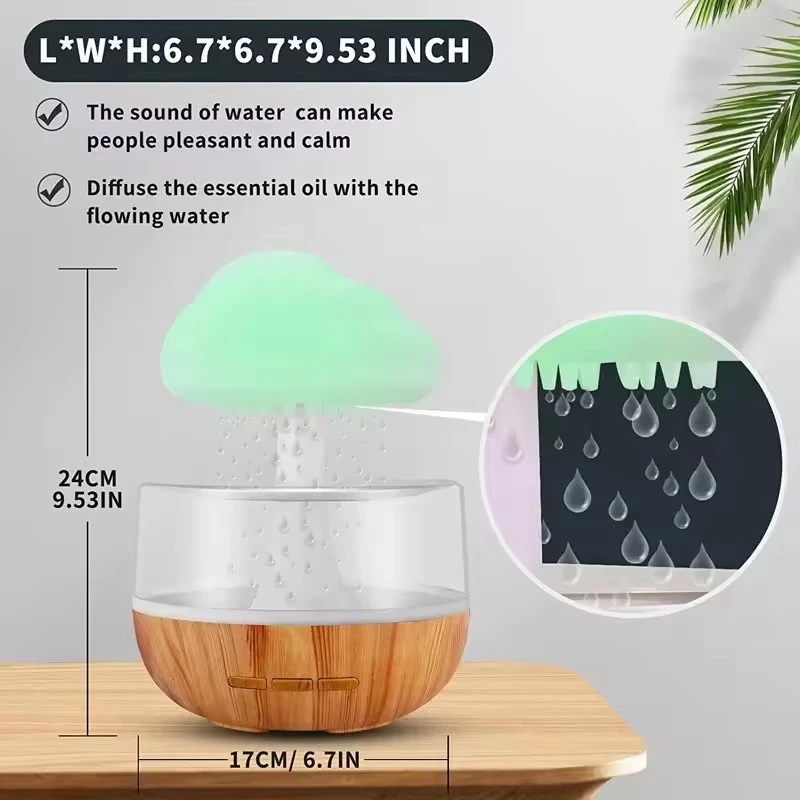 Serene Slumber Rain Cloud Humidifier - 7-Color LED Night Light & Aromatherapy Diffuser with Calming Rain Sounds - Image 3