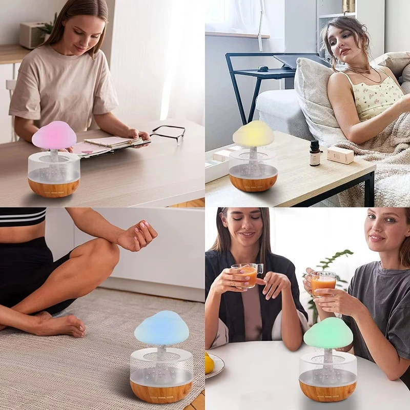 Serene Slumber Rain Cloud Humidifier - 7-Color LED Night Light & Aromatherapy Diffuser with Calming Rain Sounds - Image 4