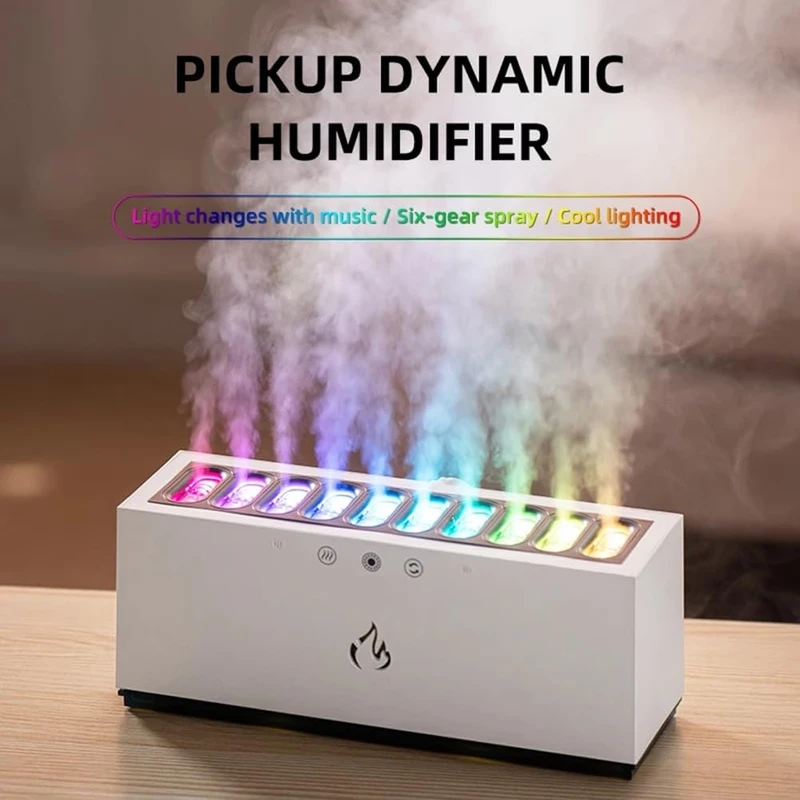 Dynamic Flame Aroma Diffuser 900ml - RGB LED Humidifier with Sound Sync for Ultimate Ambiance