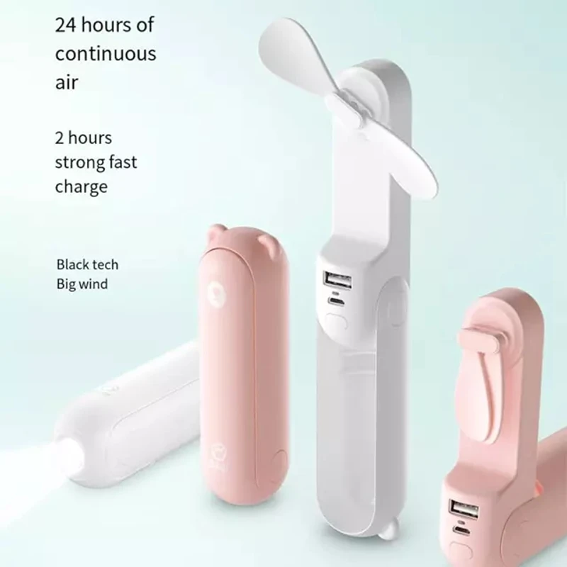 Xiaomi Youpin 3-in-1 Mini Folding Fan with LED Light & Humidifier – USB Rechargeable