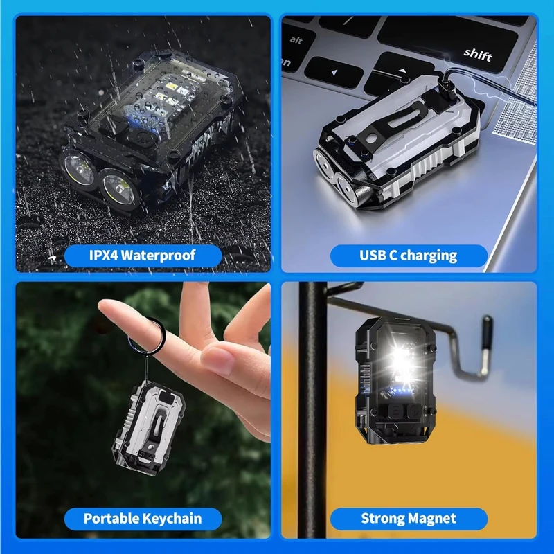 Portable USB Rechargeable LED Keychain Lantern - Versatile 3-Mode Illumination - Image 3
