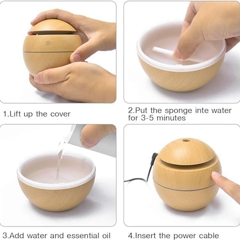 Ultrasonic Wooden Aroma Humidifier 200ml – SL001/002 - Image 3