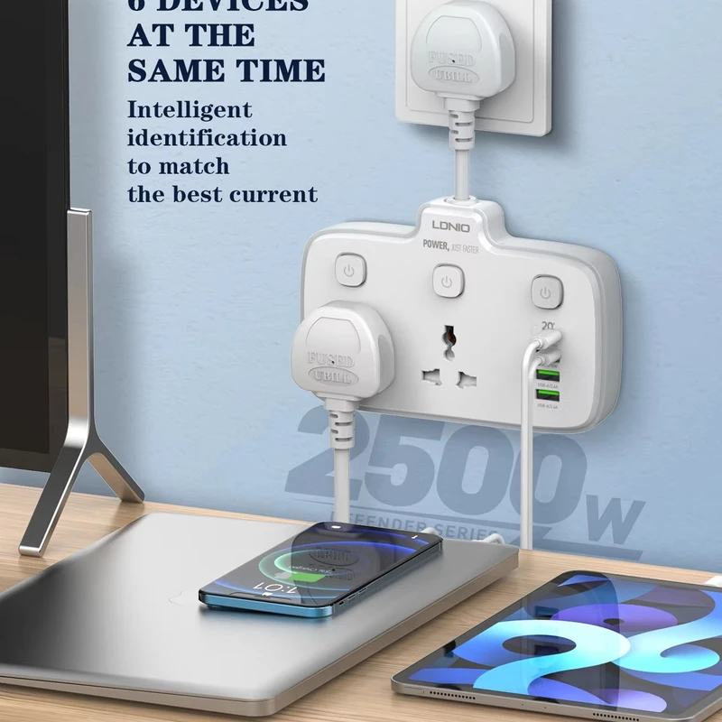 6-in1 Fast Charging Power Hub 2 AC, PD 20W & QC3.0 USB for All Devices - Image 3